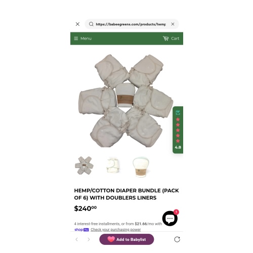 Hemp/Cotton Diaper Bundle (Pack of 6) with Doublers Liners – Babee Greens