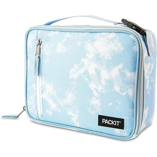 PackIt Freezable Classic Lunch Box, Blue Sky, Built with EcoFreeze Technology, Collapsible, Reusable, Zip Closure With Zip Front Pocket and Buckle Handle, Perfect for School Lunches