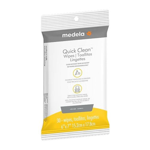 Medela Quick Clean Breast Pump and Accessory Wipes 30 Count, Resealable, Convenient and Hygienic On The Go Cleaning for Tables, Countertops, Chairs, and More - 30 Count (Pack of 1) - Skin Cleaning Wipe
