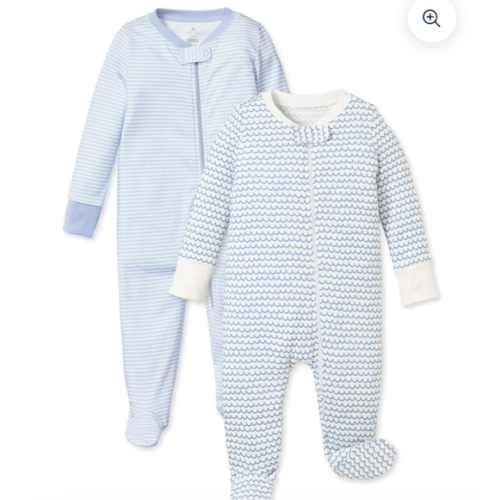 Baby's Pima Romper Duo in Blue Stripe & La Mer