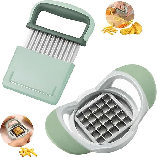 Crinkle & Potato Cutter, Wave Slicer Dicer Fry Cutter, Stainless Steel Blade, Veggies Chopper, Salad Garnishing Tool, Dishwasher Safe