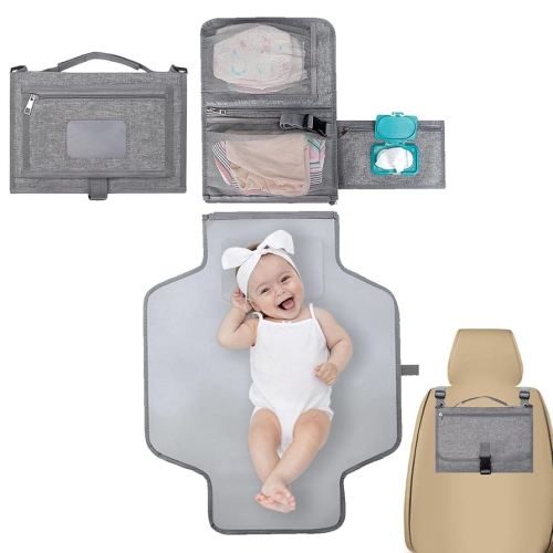 Changing Mat, Diaper Changing Mat Waterproof, Foldable Changing Pad with Pocket, Changing Pad Portable, Travel Changing Station Fits Car Seats and Strollers