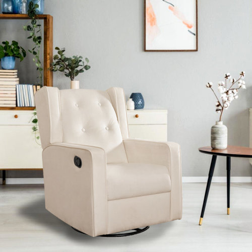 Winston Porter Parkhur 29" Wide Upholstered Manual Swivel Glider Rocker Recliner Nursery Chair & Reviews | Wayfair