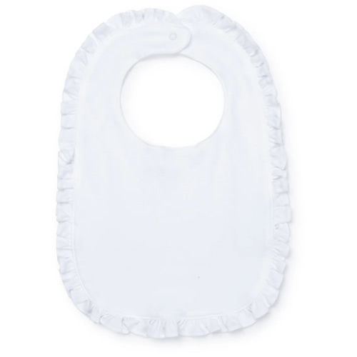 Ruffled Edge Pima Cotton Bib - White