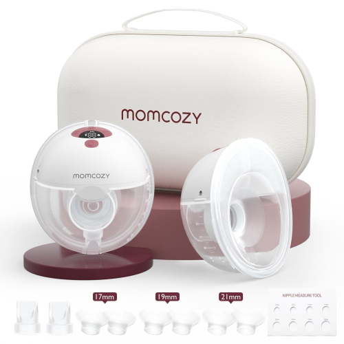 Momcozy Breast Pump Hands Free M5, Wearable Breast Pump of Baby Mouth Double-Sealed Flange with 3 Modes & 9 Levels - 24mm, 2 Pack Cozy Red HSA/FSA Eligible