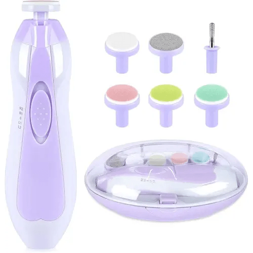 Baby Nail Trimmer Electric, 6 in 1 Baby Nail File Clippers Infant Grooming Kit Manicure Set for Toddler or Adults, Purple