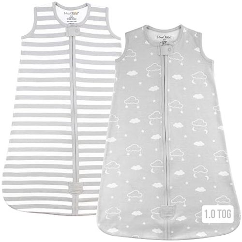 Mama Cheetah Baby Sleep Sack 1.0 TOG, Organic Cotton Baby Wearable Blanket with Two-Way Zipper, Swaddle Transition Baby Sleeping Bag, Sleep Sack for Newborn Infant Toddler Boy Girl, 6-12 Month, 2-Pack