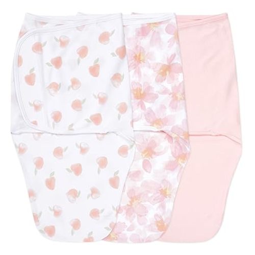 aden + anais Easy Swaddle Wrap, Newborn Wearable Swaddle Blanket, Adjustable Fasteners, 100% Cotton, 3 Pack, 0-3 Months, Garden Floral - Small/Medium (3-Pack) - 100% Cotton (1.0 Tog) - No Zip