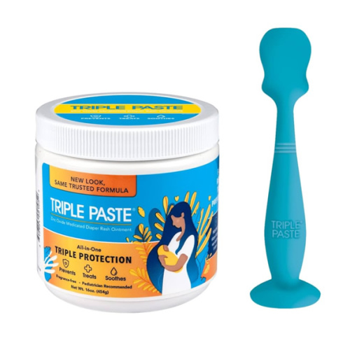Triple Paste Diaper Rash Cream and Spatula Bundle - 16 oz Zinc Oxide Ointment and Spatula Treatment, Soothe and Prevent Rash with a Pediatrician-Recommended Hypoallergenic Formula