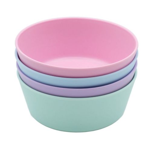 WeeSprout Bamboo Kids Bowls, Set of Four Kid-Sized Dinnerware, Cereal, Leftovers & Snack Bowl