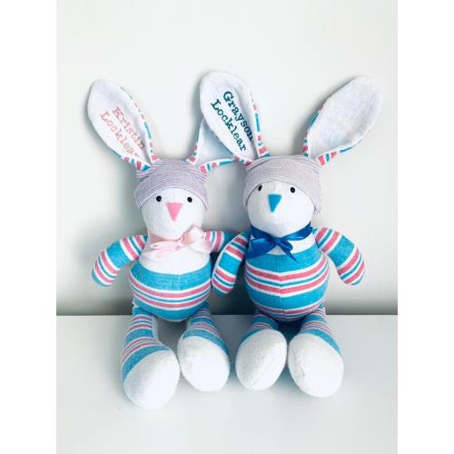 Receiving Blanket Bunny Rabbit Teddy Bear Memory Baby Shower Gift Keepsake