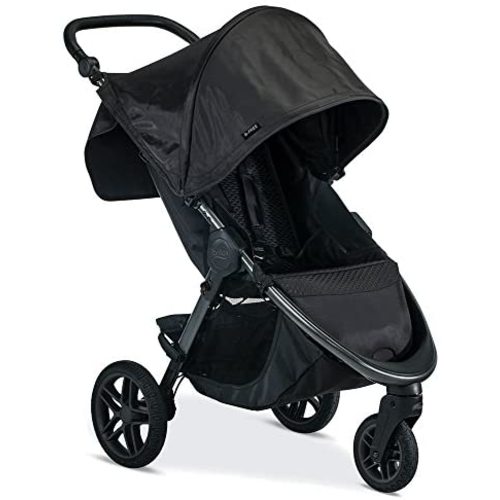 Britax B-Free Stroller, Midnight - All Terrain Tires, Adjustable Handlebar, One Hand Fold, Large UV50 Canopy