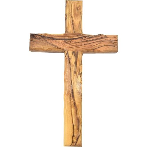 Zuluf Wall Hanging Olive Wood Cross | Hand Carved Cross | Olivewood Christian Wall Cross With Holy Land Certificate | Ideal Gift for Home Decoration, Weddings and Home Office 20cm / 7.8" CRS051
