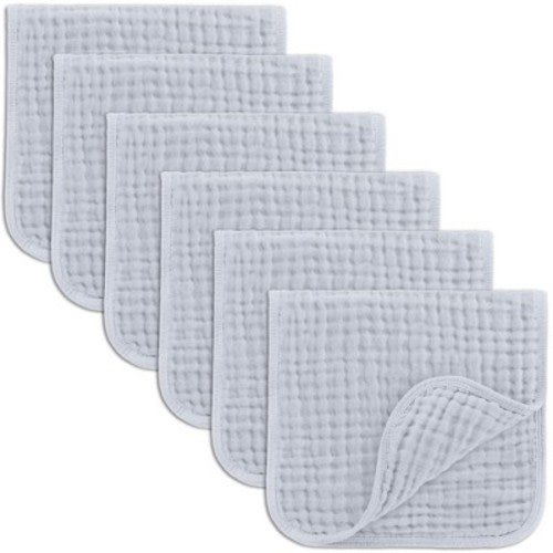Muslin Burp Cloths Large 100% Cotton by Comfy Cubs, Color: Slate, Size: pack of 6