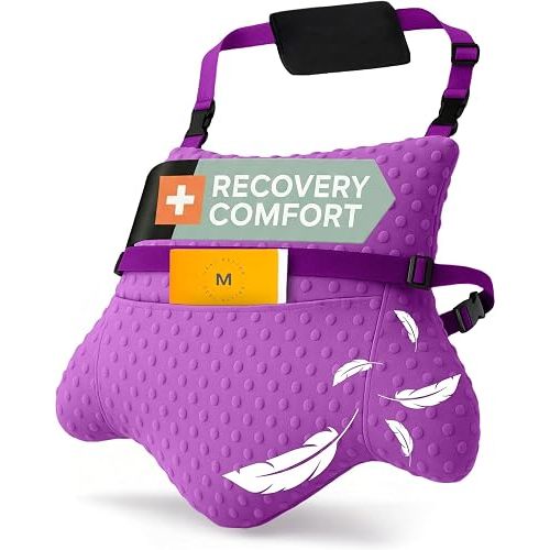 MOYOAMA Hysterectomy Pillow Post Surgery – Form-Fit Support Shield with Secure Straps, 2 Pockets, & Cozy Muff – After Hysterectomy Recovery Must-Haves, Post-Op C-Section Pillow Post Surgery Gifts