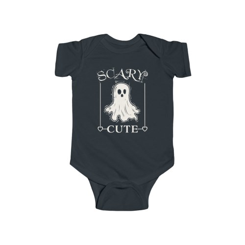 Scary Cute | Spooky Goth Baby Clothes | Halloween Gothic Baby | Heavy Metal Baby Bodysuit | Cool Goth Rock Punk Baby Clothes