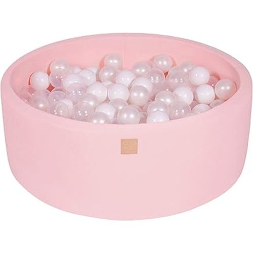 MEOWBABY Baby Ball Pool – Ball Pits 90 x 30 cm for Children with 200 Balls – Children's Cotton Ball Pool, Light Pink