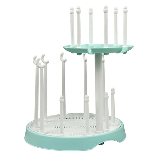 DIJIAMEIYA Baby Bottle Drying Rack,Double-Layer Bottle Drying Rack,Hold Up to 16 Baby Bottles,Suitable for Indoor,Kitchen,Living Room(Quiet Blue)