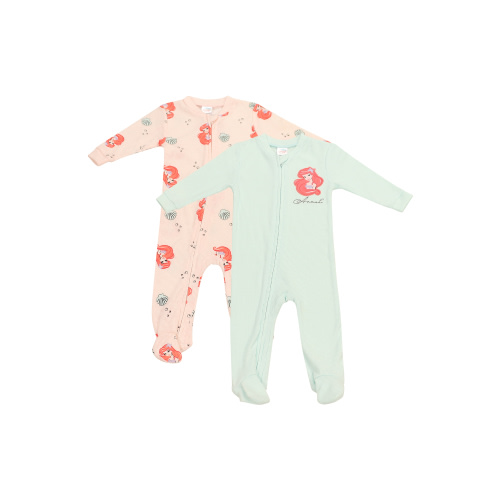 Disney Newborn Baby Girls Coverall, 2 Pack Rib Footie. Sizes 0/3 Months - 3/6 Months - 6/9 Months
