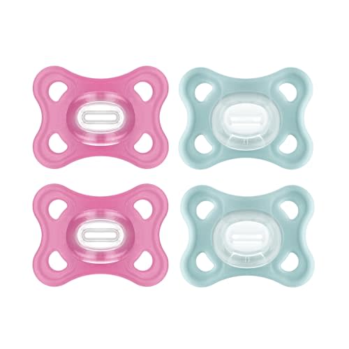 MAM Comfort Baby Pacifiers, Lightweight One-Piece Full Silicone Binky for Newborns 3-12 Months, BPA-Free, Easy to Clean Pacifier, Best for Breastfed Babies, 4 Count Binkies