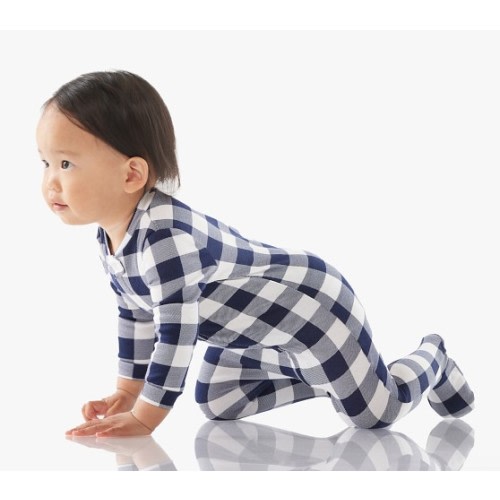 Silky TENCEL™ Check Nursery Pajama - 3-6 Months - Navy - 2T