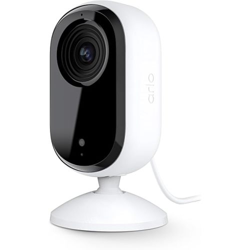 Arlo Essential Security Camera HD | Indoor Only | 2nd Gen | Pet Camera & Baby Monitor | Wired, Automated Privacy Shield, 2-Way Audio, Night Vision, Live Stream, Motion Alerts,Notifications|White 1 Cam