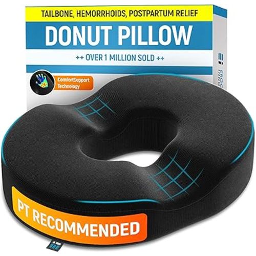 PT ENDORSED Donut Pillow for Tailbone Pain Relief Cushion, Hemorrhoid Pillow for Sitting, Donut Cushion Post Surgery, Lifting Cushions Postpartum Pregnancy, Coccyx Seat Comfort, Butt Pillows