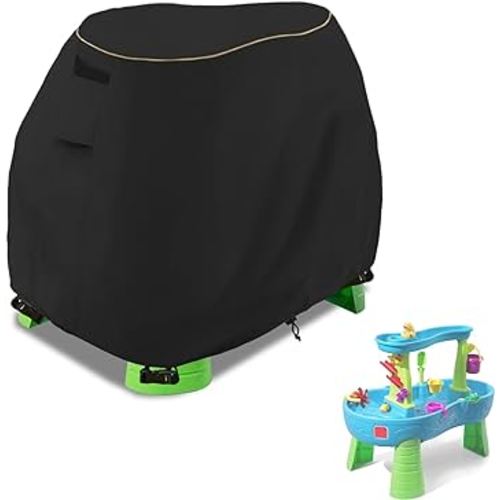 Kids Water Table Cover for Step2 Rain Showers Splash Pond Water Table,Waterproof 600D Heavy Duty Outdoor Kids Water Table Cover(Black,Cover only)