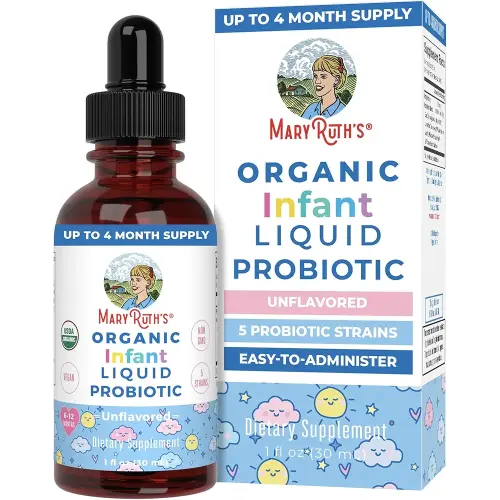 MaryRuth Organics USDA Organic Infant Liquid Probiotic Drops | Baby Essentials | Probiotics for Infants | Baby Probiotic Drops | Proprietary Probiotic Blend | Vegan | Non GMO | 125 Servings