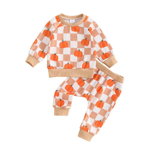 Baby Toddler Boys Girls 2Pcs Halloween Thanksgiving Outfit Checkered P – August + Willow