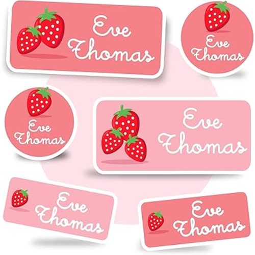 Personalized Daycare Name Labels for Kids School Label for Launchbox Bottles Dishwasher Safe Waterproof Name Stickers Custom Labels for Summer Camp (Strawberry)