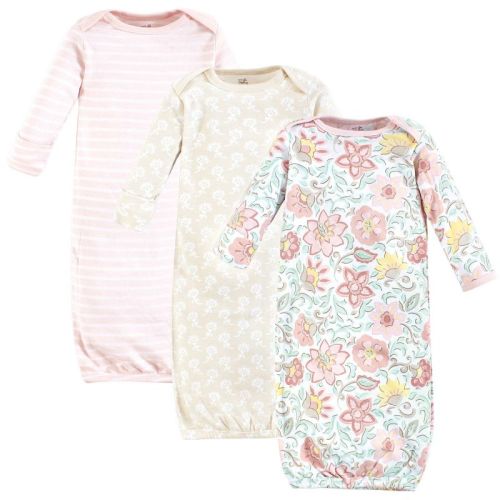 Touched by Nature Baby Girls Organic Cotton Gowns, Traditional Floral, 0-6 Months