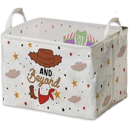 Toy Inspired Story Nursery Decor Baby Basket, Toy Inspired Story Decorations, Classic Toy Inspired Story Storage Nursery Basket With Hard Bottom Large Square, Waterproof Foldable Canvas Laundry Basket