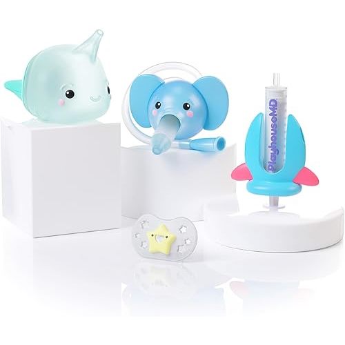 Playhouse MD Essentials Healthcare Kit – Nasal Aspirator for Baby, Bulb Syringe Nose Cleaner, Baby Medicine Kit with Blue Oral Syringe Medicine Dispenser | Toddler and Newborn Essentials, 0M+