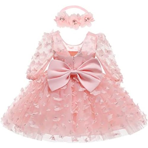 KLFFLGID Baby Girl Sequins Bowknot Butterfly Dress Infant Toddler Tutu Flower Girls Wedding Birthday Party Dresses