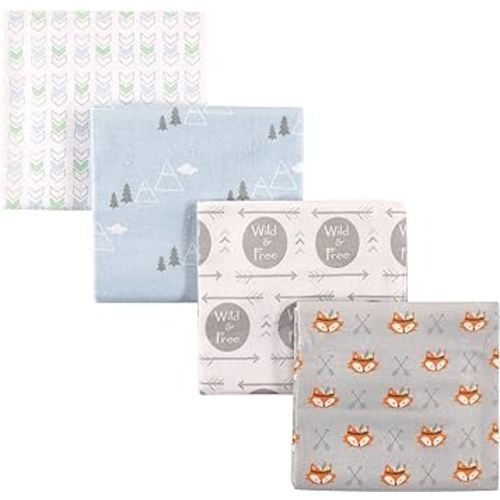 Luvable Friends Unisex Baby Cotton Flannel Receiving Blankets, Wild Free, One Size