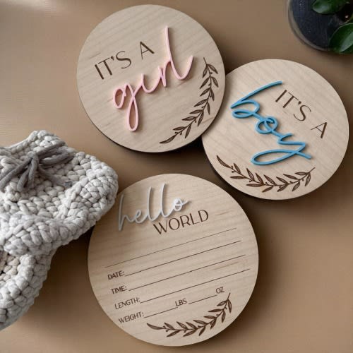 Gender Reveal Sign SET 3 PCS– It’s a Boy / It’s a Girl – Baby Hospital Name Sign Birth Announcement | Newborn Photo Prop Hello World Sign