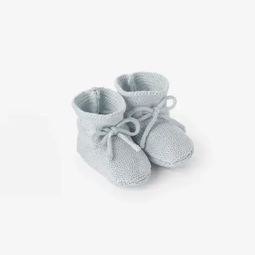Pale Blue Garter Knit Baby Booties – Elegant Baby