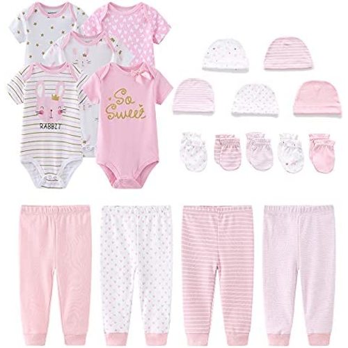 Kiddiezoom Unisex Baby Layette Essentials Giftset Clothing Set 19-Piece For Newborn Baby