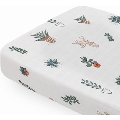 Little Unicorn Changing Pad Cover | 100% Cotton Muslin | Super Soft | Baby Diaper Changing | Machine Washable | 16” x 32” (Prickle Pots)