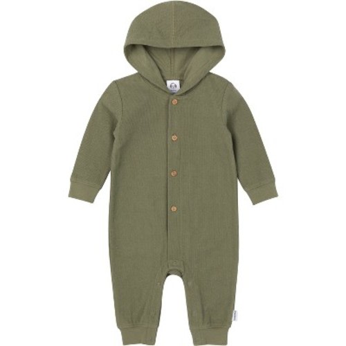 Gerber Baby Boys' Hooded Romper, Olive Green, 0-3 Months