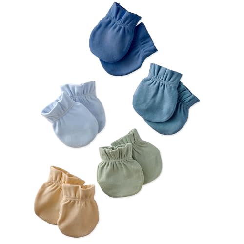 Morgan 5-Pack Baby Mittens 100% Organic Cotton No Scratch Mittens for Newborn Baby Boys & Girls​