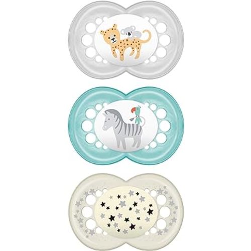 MAM Original Day & Night Baby Pacifier, Nipple Shape Helps Promote Healthy Oral Development, Glows in the Dark, 6-16 Months, Unisex,3 Count (Pack of 1)