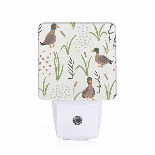 Chrobak LED Night Light,Natural Grass Landscape Wild Duck LED Night Light Plug into Wall with Dusk to Dawn Light Sensor White Energy Efficient Nightlight for Bedroom Hallway Living Room Kitchen