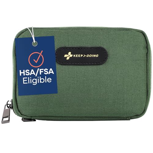Keep Going Travel First Aid Kit for Kids – 130 Pc. for Car, Purse, Diaper Bag, Backpack, & Suitcase, with Latex-Free Bandages – 7 x 5 x 2 in. Travel First Aid Kit TSA-Approved