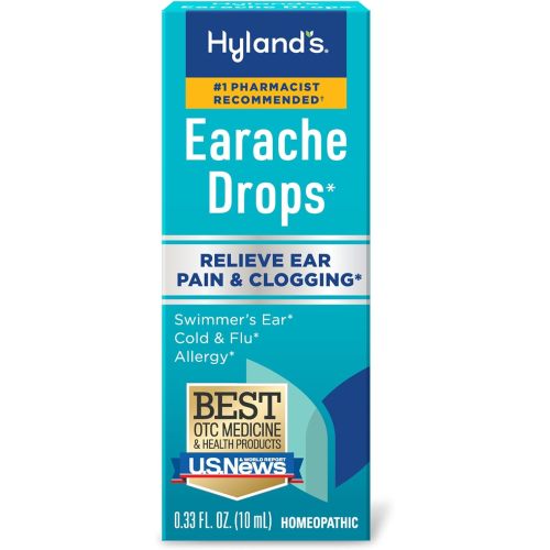 Hyland's Earache Drops, Natural Relief of Swimmer's Ear, Cold and Flu, Allergy Symptoms, Ages 4 and up, Day and Night, 0.33 Fl Oz