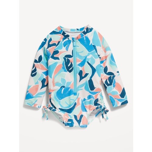 Long-Sleeve Side-Tie One-Piece Rashguard Swimsuit for Baby