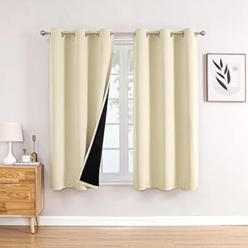 Amazon.com: ChrisDowa 100% Blackout Curtains for Bedroom with Black Liner, 2 Thick Layers Total Blackout Thermal Insulated Grommet Window Curtains 63 Inch Length 2 Panels Set (Light Grey, 42 x 63 Inch) : Home & Kitchen