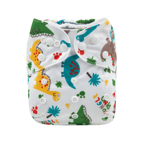 ALVABABY Printed Cloth Diaper - One Size Adjustable Washable &amp; Reusable Diaper with Pocket for Babies (H147A Little dinosaur)