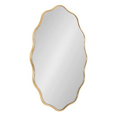 Kate & Laurel All Things Decor 24"x34" Viona Oval Scalloped Mirror Gold